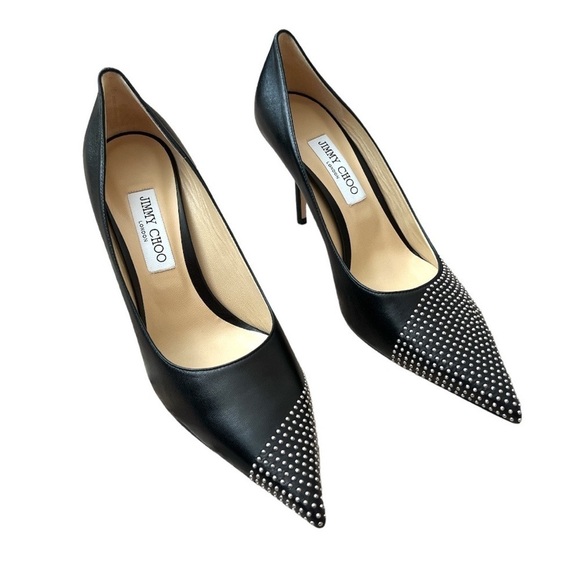 Jimmy Choo | NIB 85 MM Love Asymmetric Nappa Leather w/Mini Studs Heels - IT 41 - Picture 2 of 8